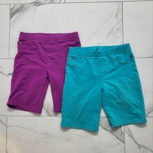 2 pair teal and purple long shorts